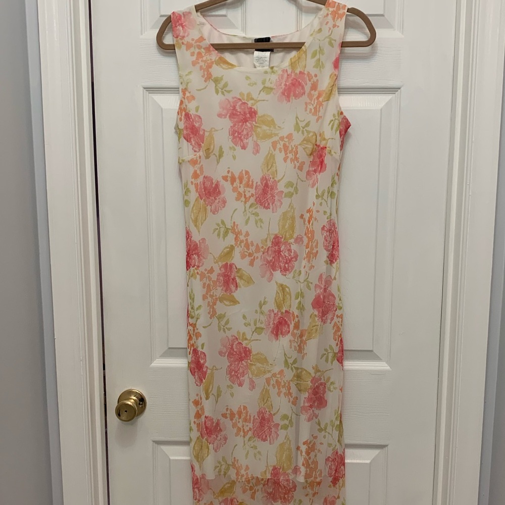Spring Floral Dress - Limed/Pleats